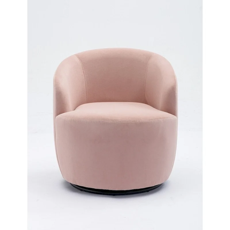 Velvet Fabric Swivel Barrel Chair with Black Powder Coating Metal Ring