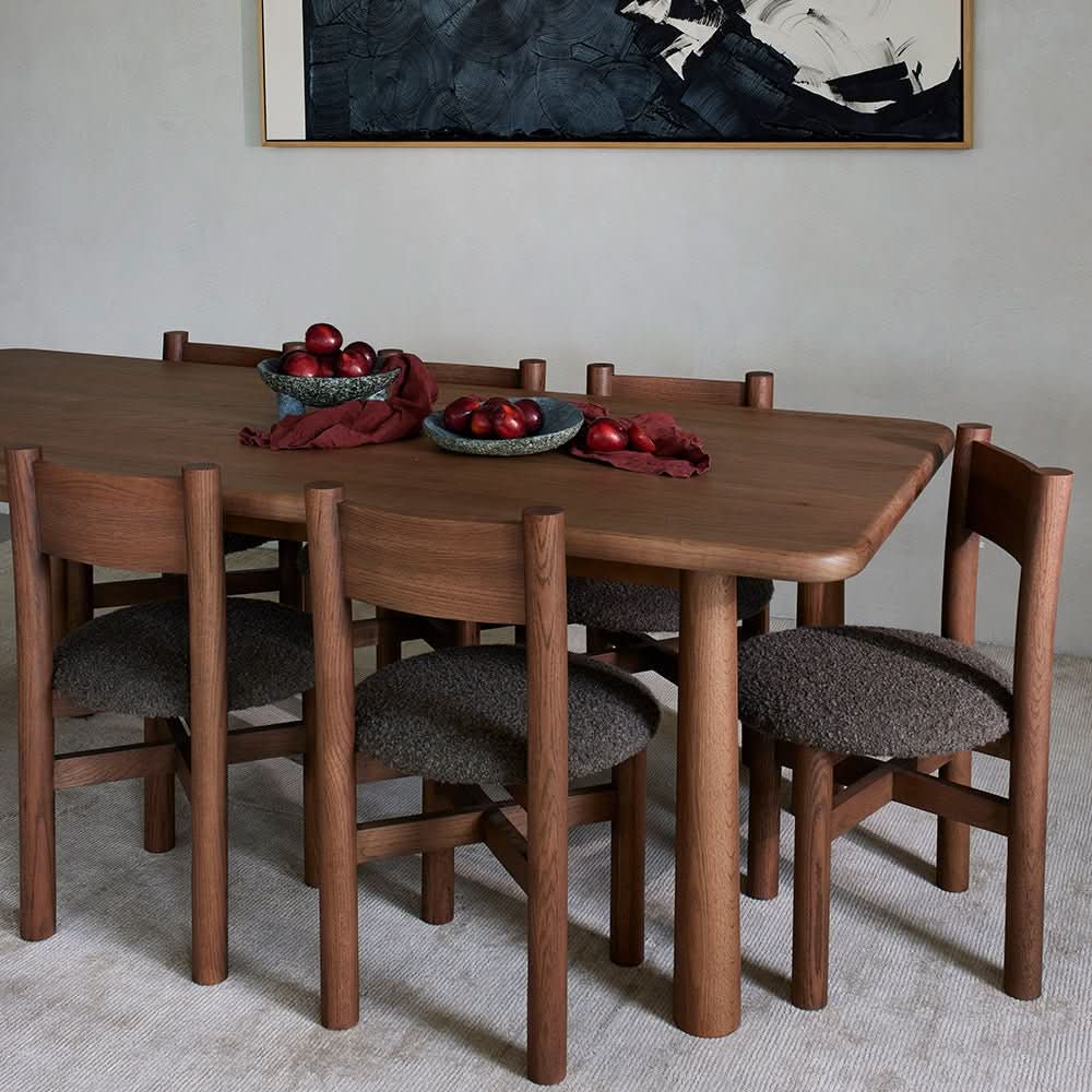 Dining Table - Mocha - The piece has an oil finish used to highlight the beautiful grain of the wood, topped with a protective coating for durable...