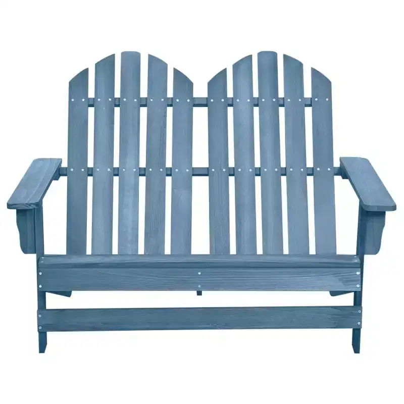 vidaXL 2-Seater Adirondack Garden Chair - Solid Fir Wood - Blue - Patio/Outdoor/Deck Seating - Weather Resistant - Ergonomic Design - Easy Maintenance