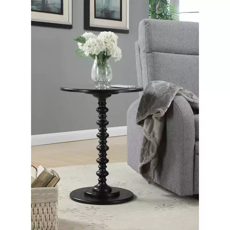 HomeStock Belmont Round Accent End Table with Open Bottom Shelf, Curved Legs and Smooth Finish Perfect for Display and Storage