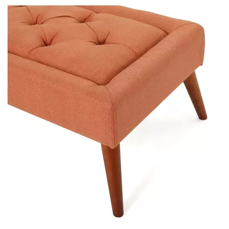 Dilwyn Tufted Ottoman - Orange - Christopher Knight Home: Rectangular Upholstered Bench for Entryway