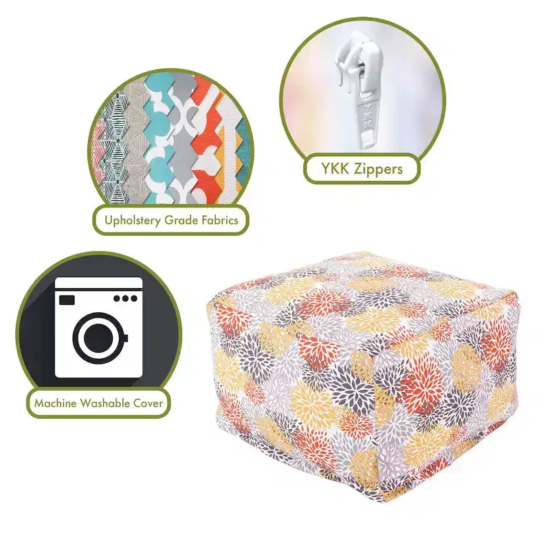Ottoman Pouf Blooms Citrus