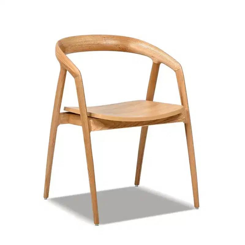 Simeon 21 Scandinavian Sculpted Oak Wood Dining Chair, Warm Natural Brown Oak Wood