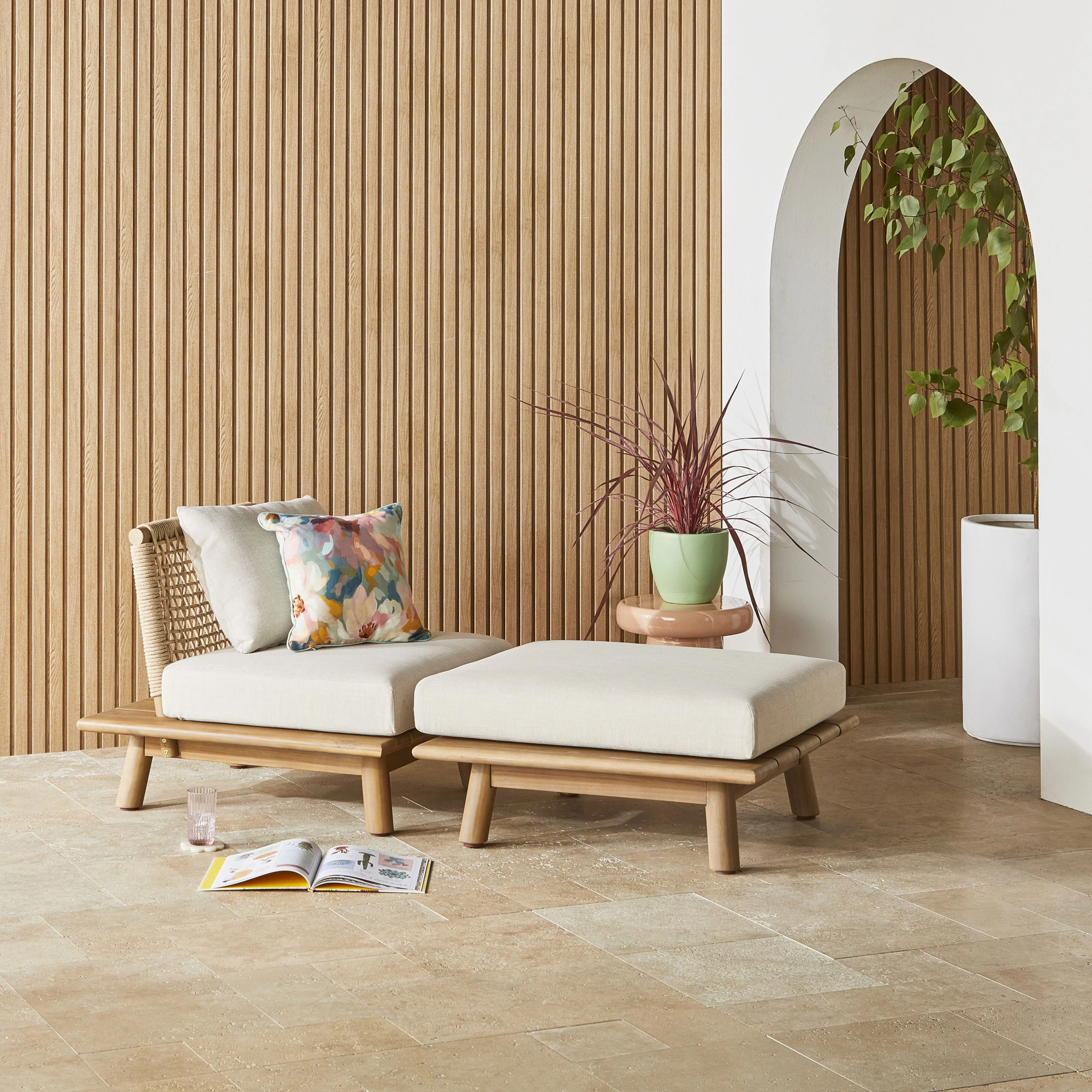 Acacia Timber Rope Outdoor Armchair Natural
