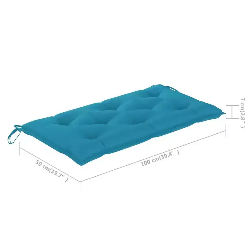 vidaXL Garden Bench Light blue (cushion), Natural teak (wood)