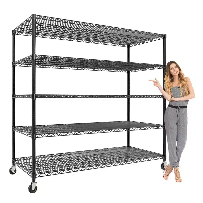 73 H Storage Shelves 2640LBS Heavy Duty Shelving Unit with Wheels & Feet, 4-Tiers Garage Shelving for Pantry Garage Kitchen Home Commercial