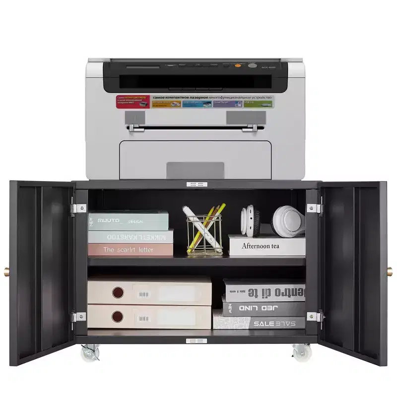 Printer Stand with Storage, Mobile Metal File Cabinet for Home Office Organization