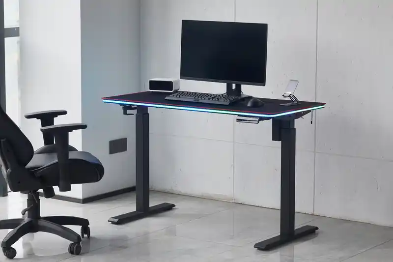 47 Gaming Office Desk with Electric Height Adjustment and RGB Lighting