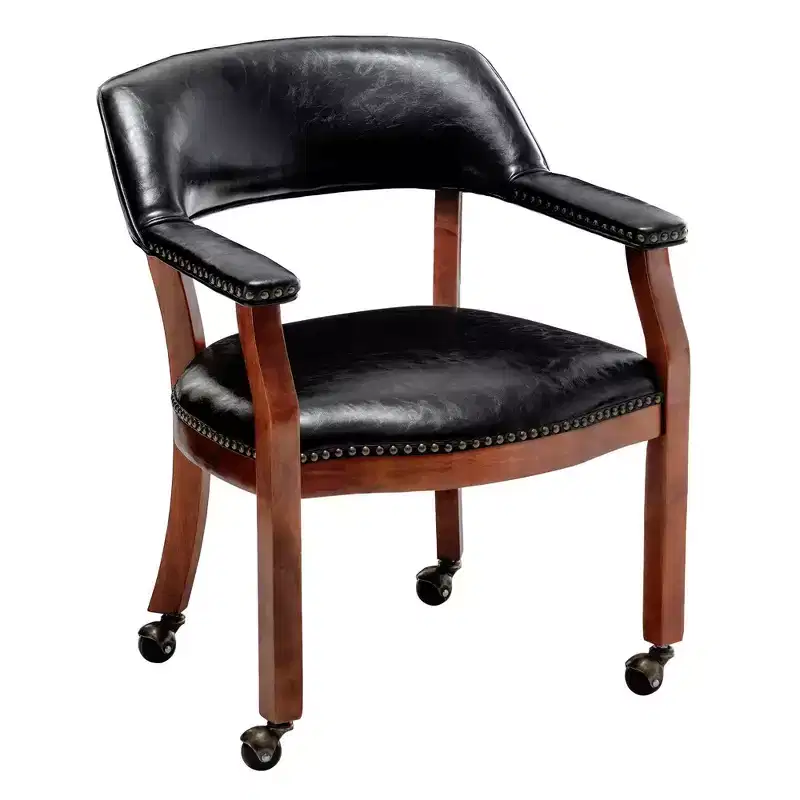 Breighton Home Take a Seat Dillon Armchair with Wheels in Black Vegan Leather