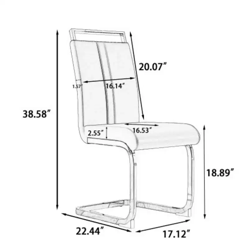 2-Pack Modern High-Back Dining Chairs with C-Shaped Metal Legs
