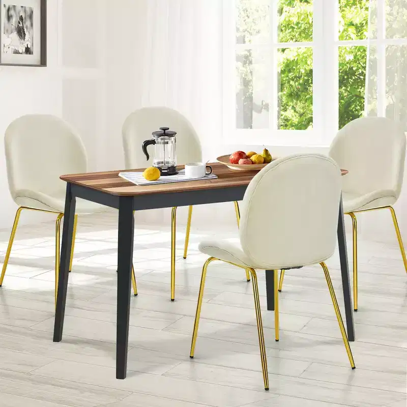 Costway 4PCS Velvet Dining Chair Accent Leisure Chair Armless Side Chair