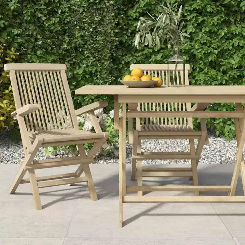 vidaXL Folding Garden Chair Set of 4 Solid teak wood Standard