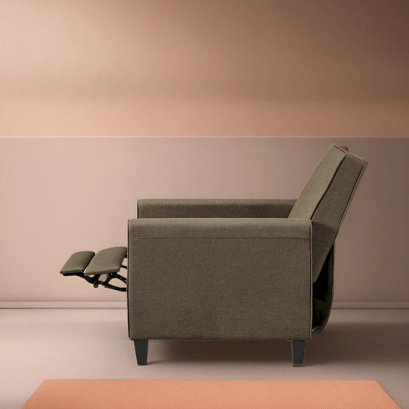 Pushback Recliner Chair with Adjustable Footrest and Padded Armrests