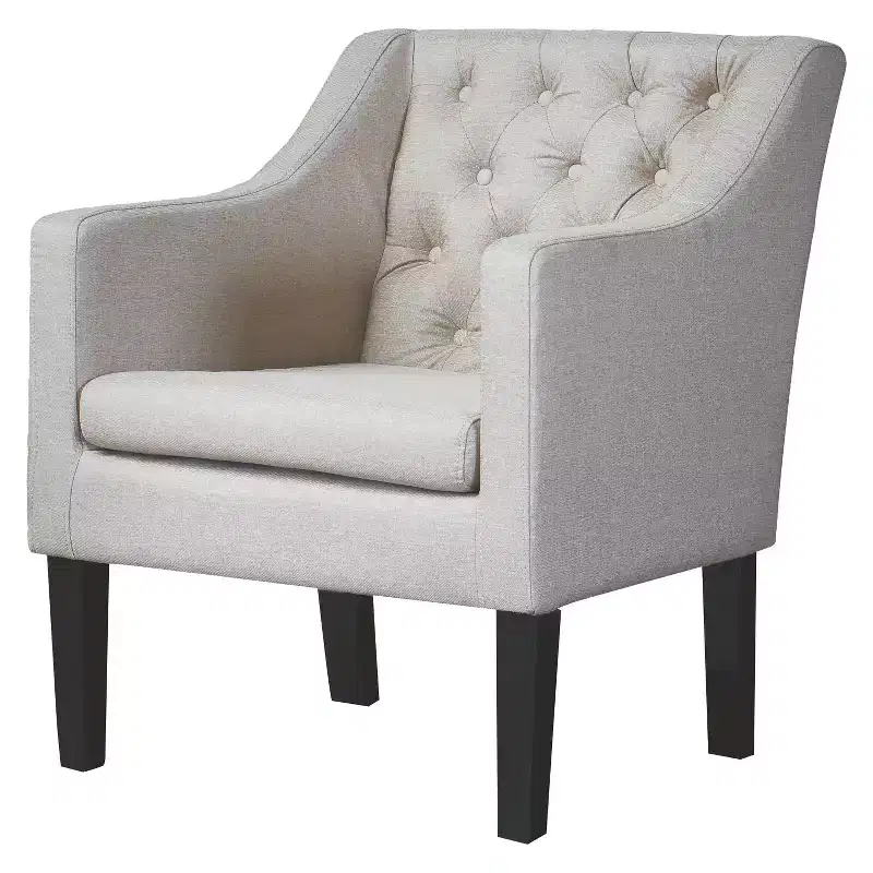 Tufted Club Chair, Black Plated Wood Frame, Single Seat Accent Chair for Living Room or Bedroom