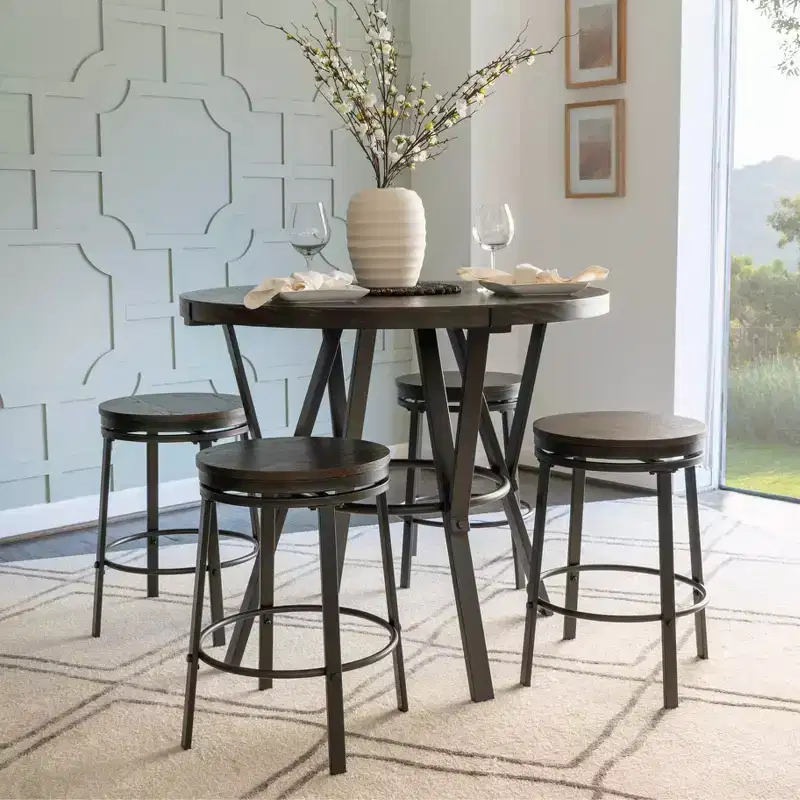 Powell 5pc Galway Round Dining Set Charcoal