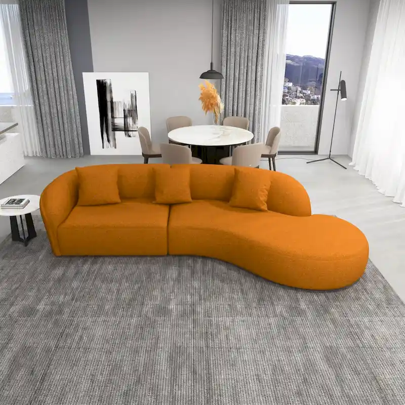 Gallar Japandi Style Luxury Modern French Boucle Curved Sofa