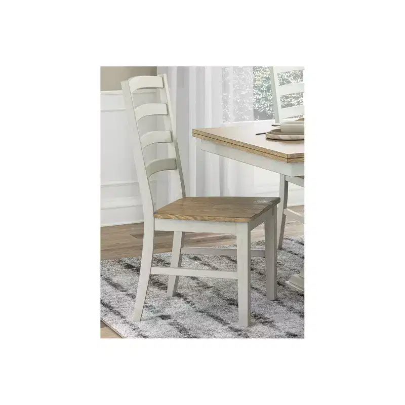 Dining Room Side Chairs, White Frame with Brown Contoured Wood Seat