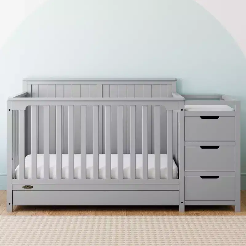 Convertible Crib and Changer with Drawer