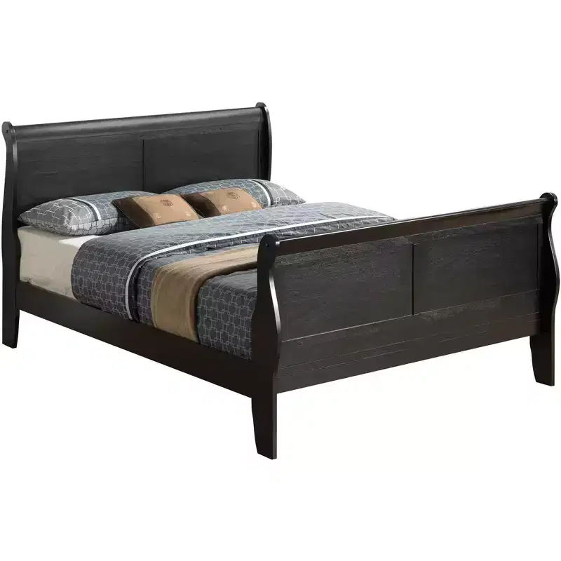 Passion Furniture Louis Philippe Full Sleigh Bed with High Footboard