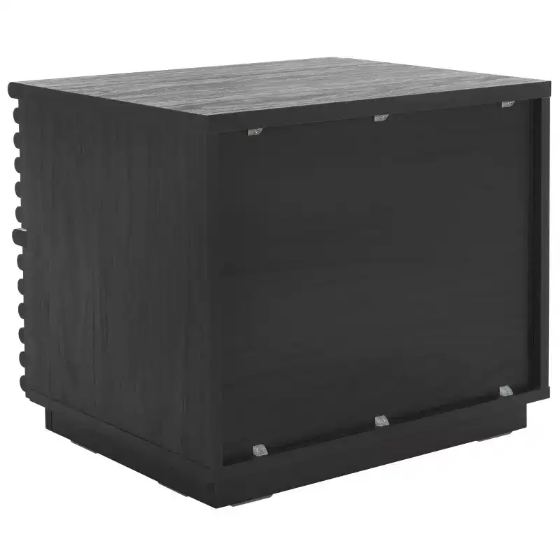 2-Drawer Nightstand with Reeded Wood Detail & Tapered Legs, Walnut Finish