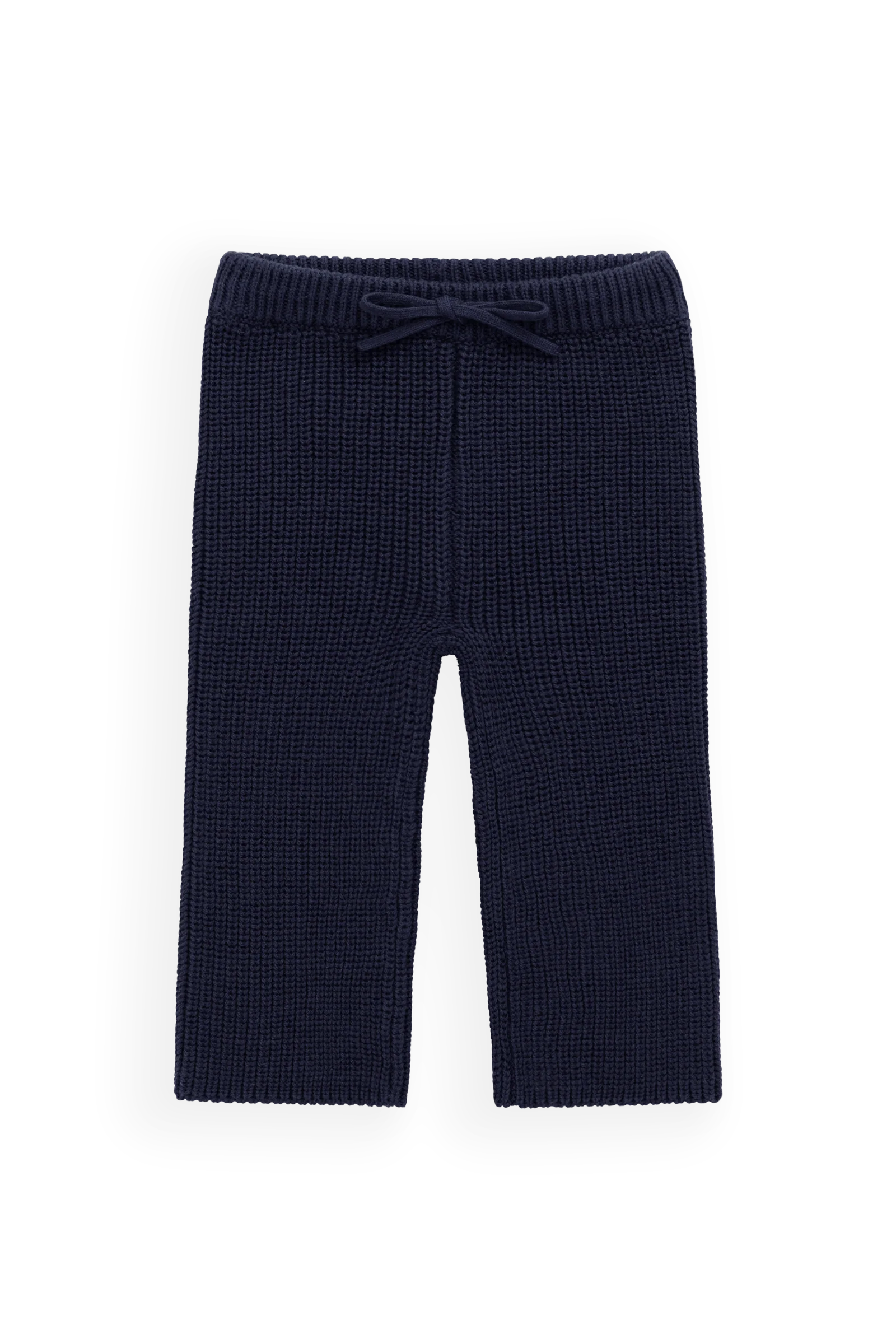Classic Navy Cotton Knit Pant with Elasticated Waistband & Decorative Tie