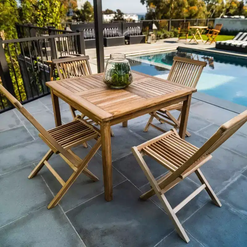 39 4-Person Natural Outdoor Square Dining Table - Beige