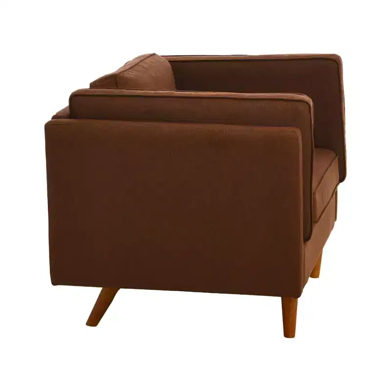 Modern Upholstered High Sided Arm Chair with Solid Wood Legs