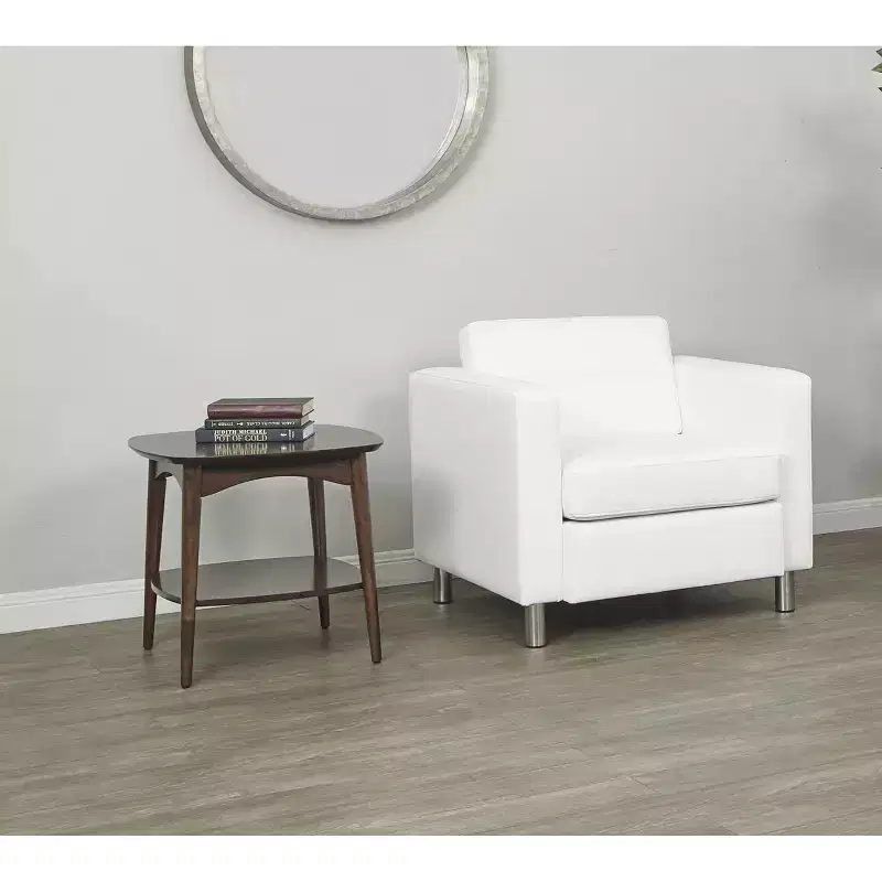 Copenhagen Accent Table Walnut: Mid-Century 2-Tiered, Square, Wood Construction