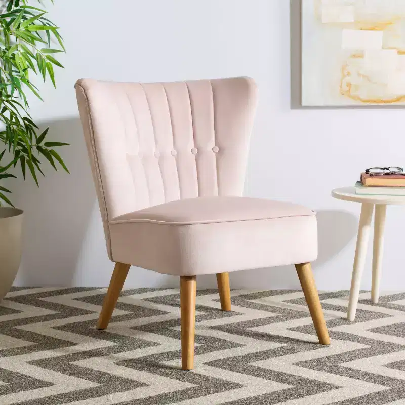 Mid-Century Accent Chair, Slate Blue and Natural