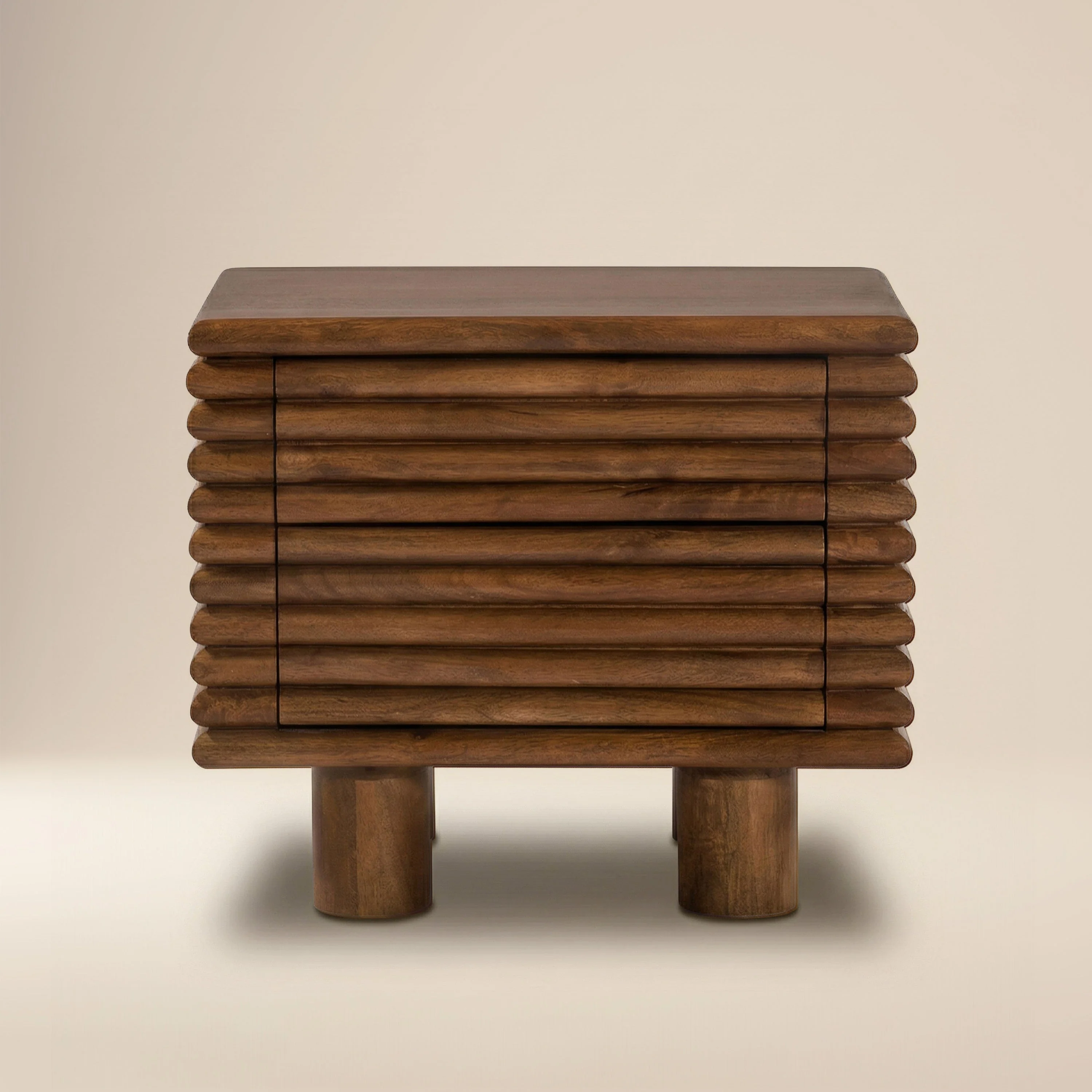 Modern Walnut Walnut Wood Nightstand with Kiln-Dried Wood Frame