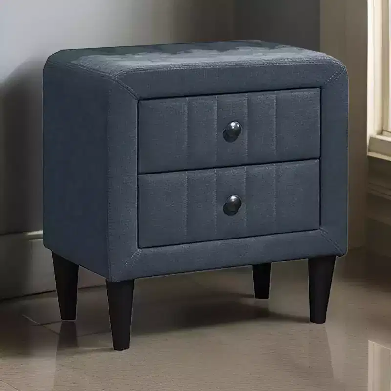 Royal Hampton Nightstand, 2 Drawers, 22 Inch Upholstered in Charcoal Gray Linen