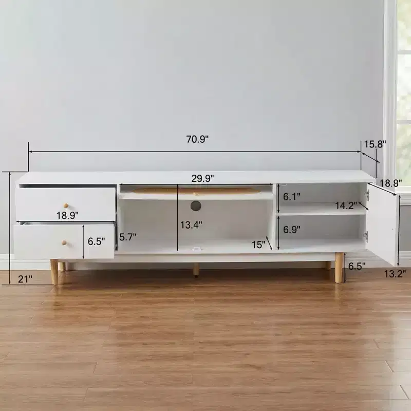 70-inch TV Stand for 80-inch and Smaller TVs Minimalist TV Console Table with Drawers Living Room & Bedroom Media Entertainment Center