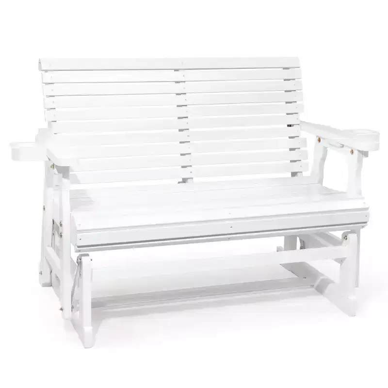 Karl Home | 48 in. Solid Wood Patio Glider Bench with Cup Holder