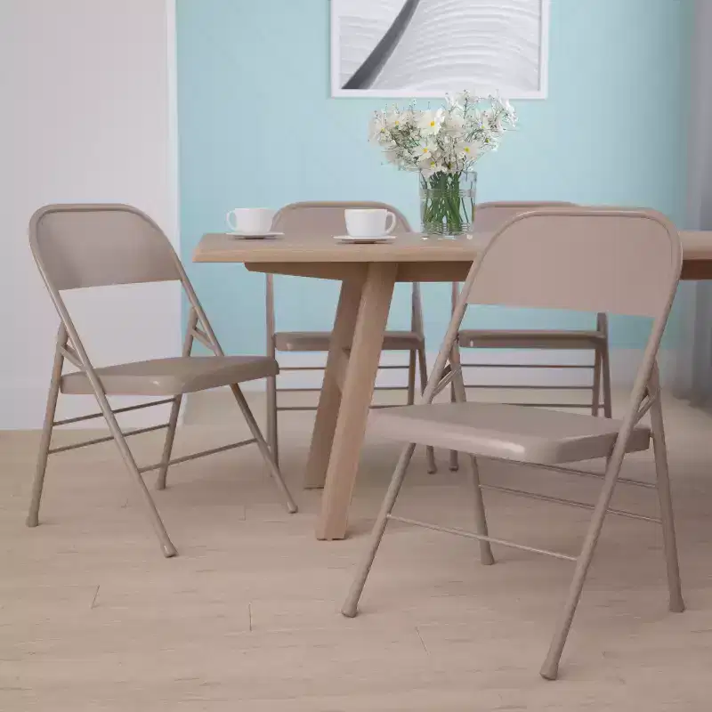 Emma and Oliver 4 Pack Triple Braced & Double Hinged Metal Folding Chair