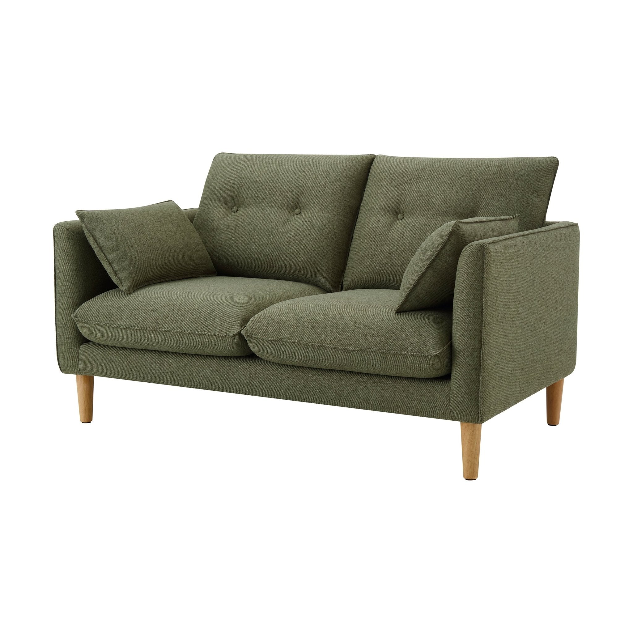 2 Seater Sofa - Woven Green - Relax and unwind on the velvet 2-seater sofa in a woven green - a stunning addition to your living space.