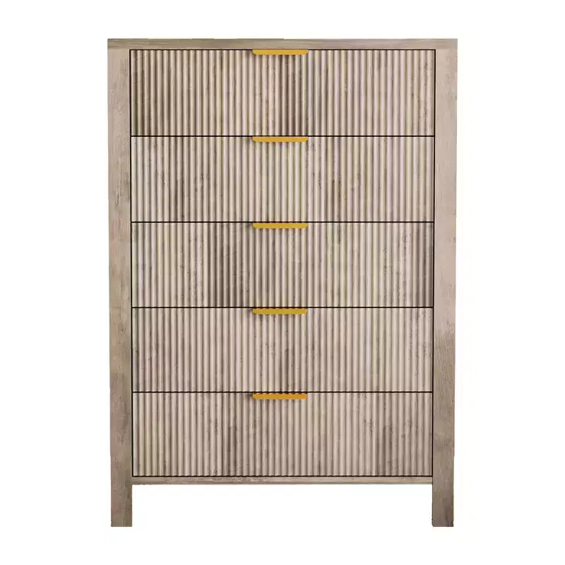 Dresser for Bedroom,Fluted 5 Drawers Dresser,45 Tall Modern Chest of Drawer,Modern Farmhouse Chest of Drawers,Wood Drawer Organizer for,Hallway