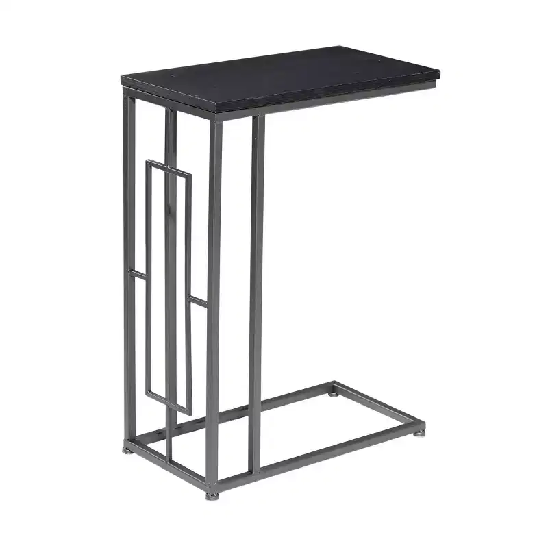 Contemporary Iron & Wood Accent Table in Dark Gray