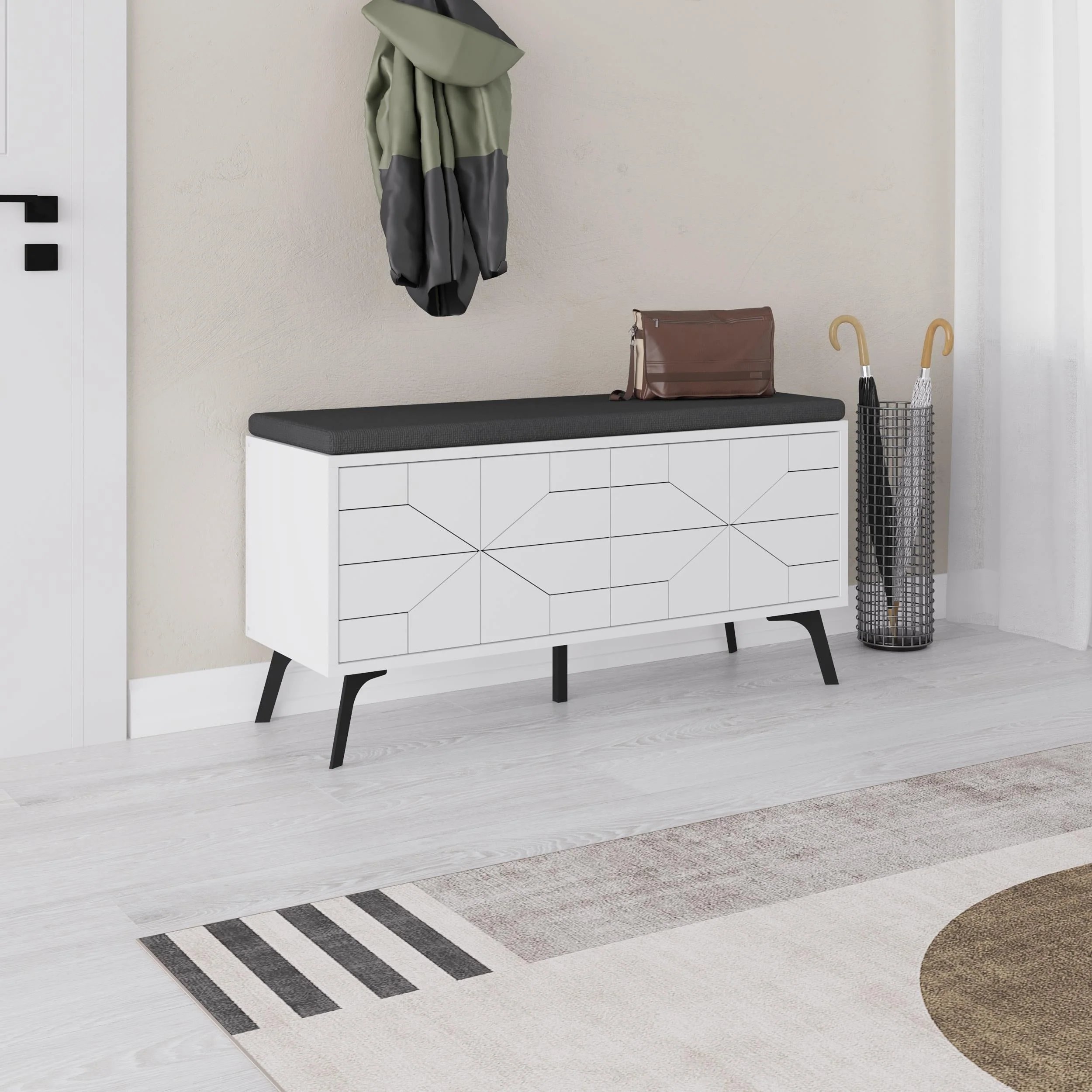Shoe Storage Bench – Modern Hallway Bench with Storage