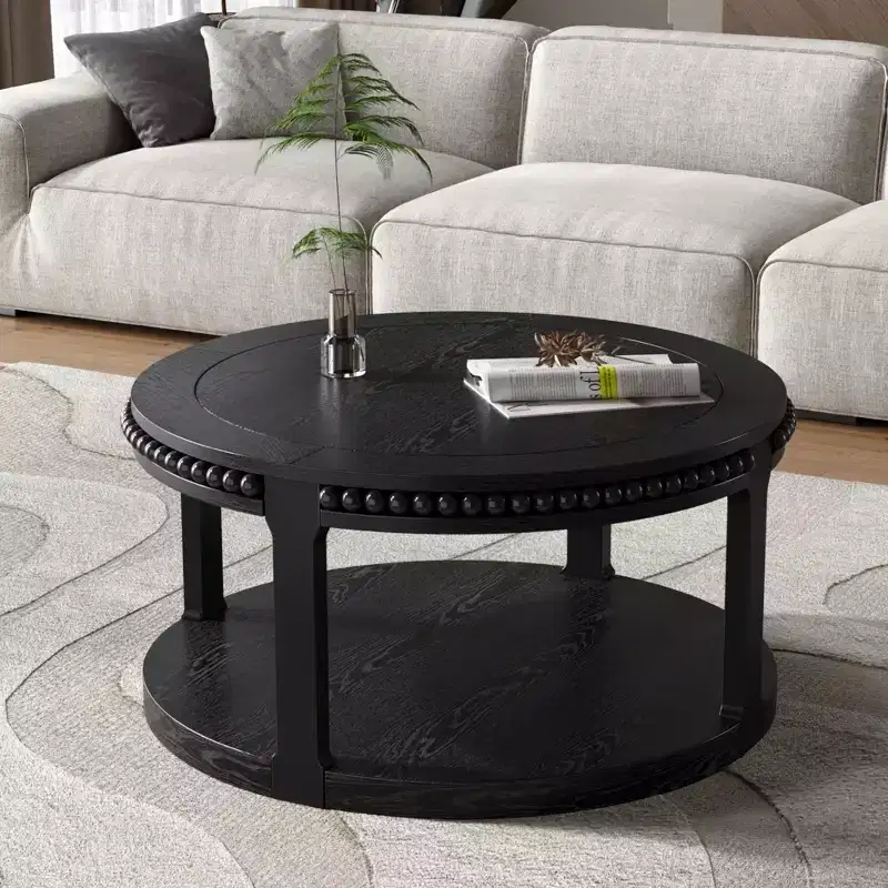 Chiori Modern 2-Tier Wooden 31 Round Coffee Table