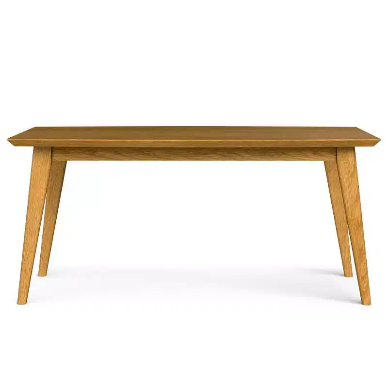 Mid-Century Rectangle Dining Table, Rubberwood Frame, Seats 6, Brown, 66