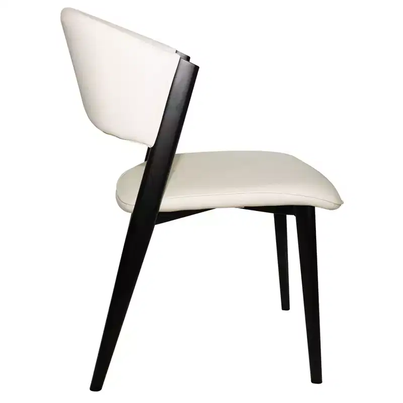 LeisureMod Aspen Series Upholstered Dining Chair in Leather Seats with Black Iron Frame and Legs, Modern Kitchen, Dining Room, Cafe Seating