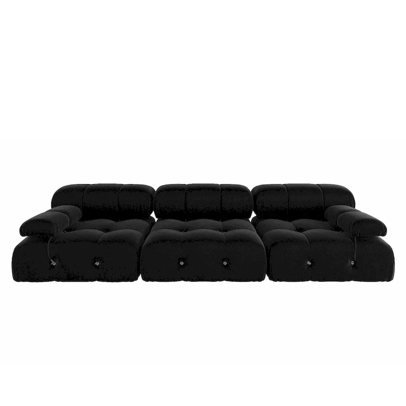 Black Modular Sectional Sofa Velvet Upholstered Sofa