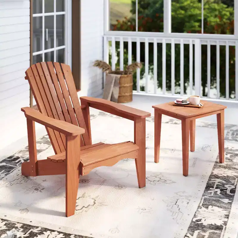 Costway Solid Wood Garden Chair w/ High Backrest Wide Armrests & Contoured Seat
