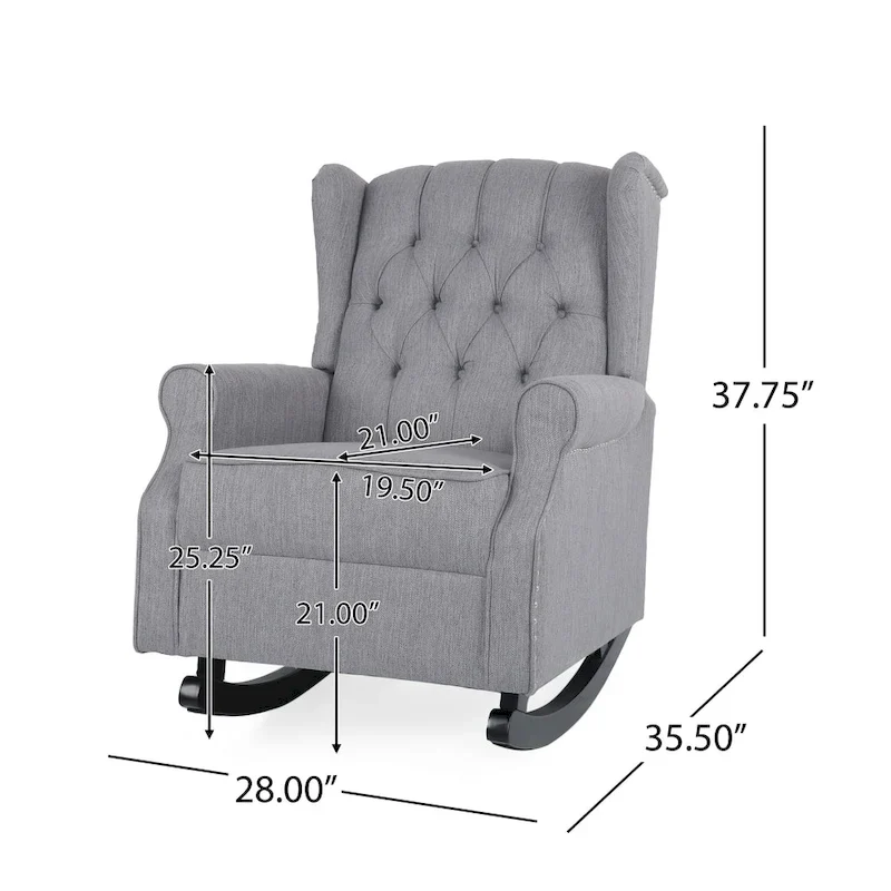 Dobles Fabric Tufted Wingback Rocking Chair by Christopher Knight Home