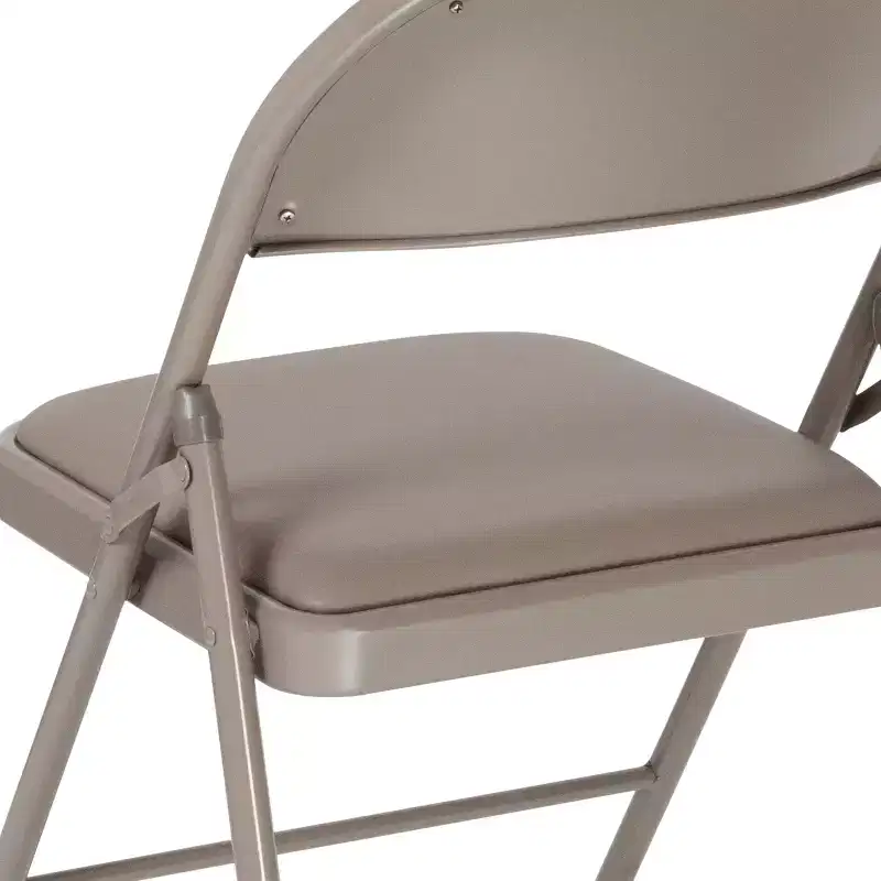 Beige / Gray Padded Vinyl Folding Chair – Set of 2