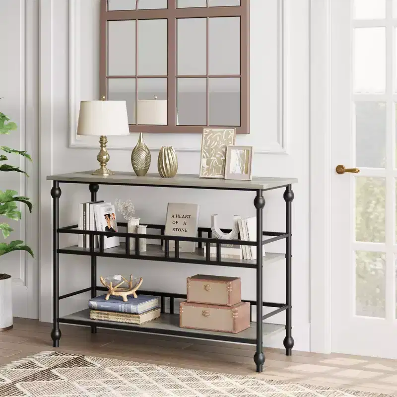 Narrow Console Table with Rack, Entryway Sofa Table for Hallway, Living Room & Small Spaces