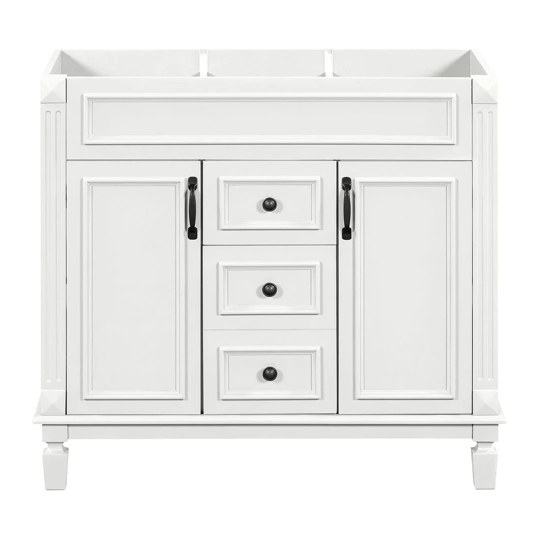 36'' Modern Bathroom Vanity with Top Sink and Mirror Cabinet,2 Doors and 2 Drawers