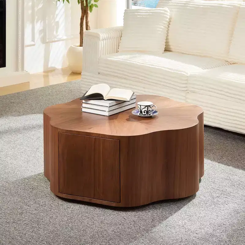 GDFStudio Julian Rustic Wooden Coffee Table with Hidden Drawer