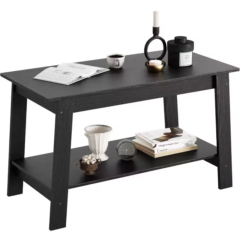 31.5 Modern Industrial Coffee Table with 2-Tier Storage, Rectangular Compact MDF & Particle Board Table for Living Room & Office