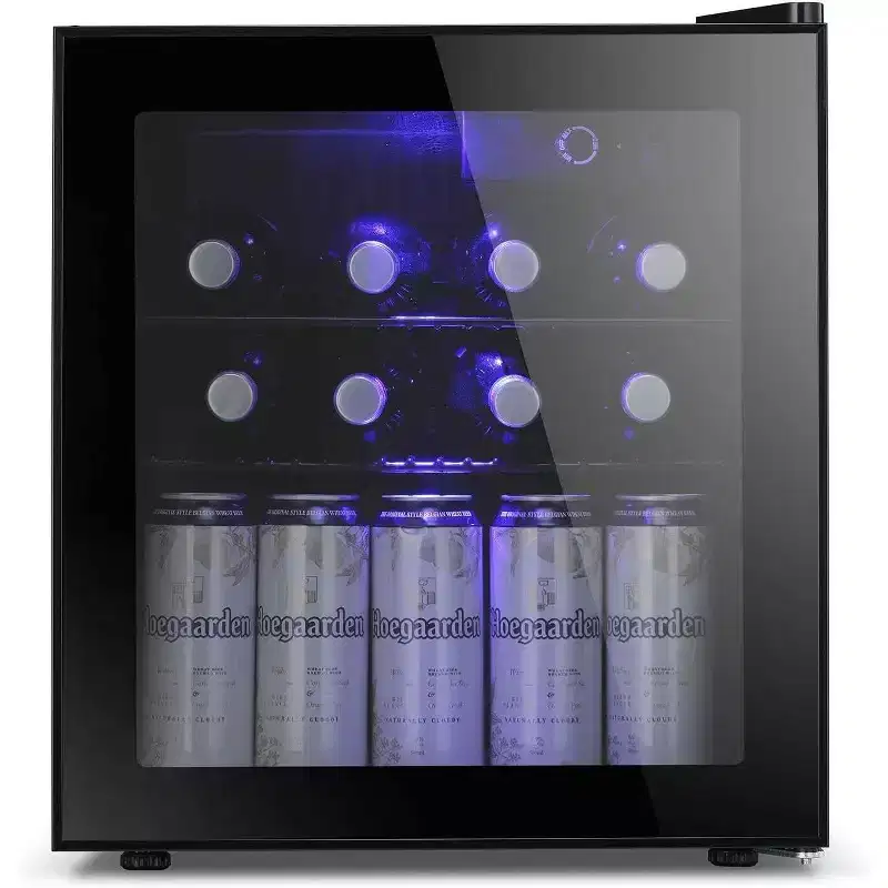 ZAFRO Wine Cooler, 16 Bottle/68 Can Beverage Refrigerator, Mini Fridge Glass Door with Adjustable Shelves, Digital Temperature Display